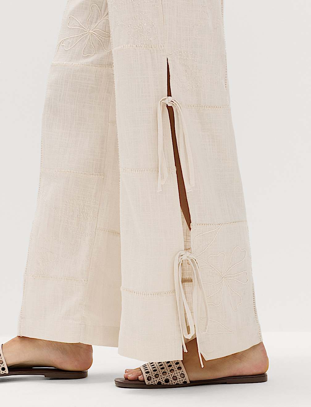 Wide Leg Trousers with Linen