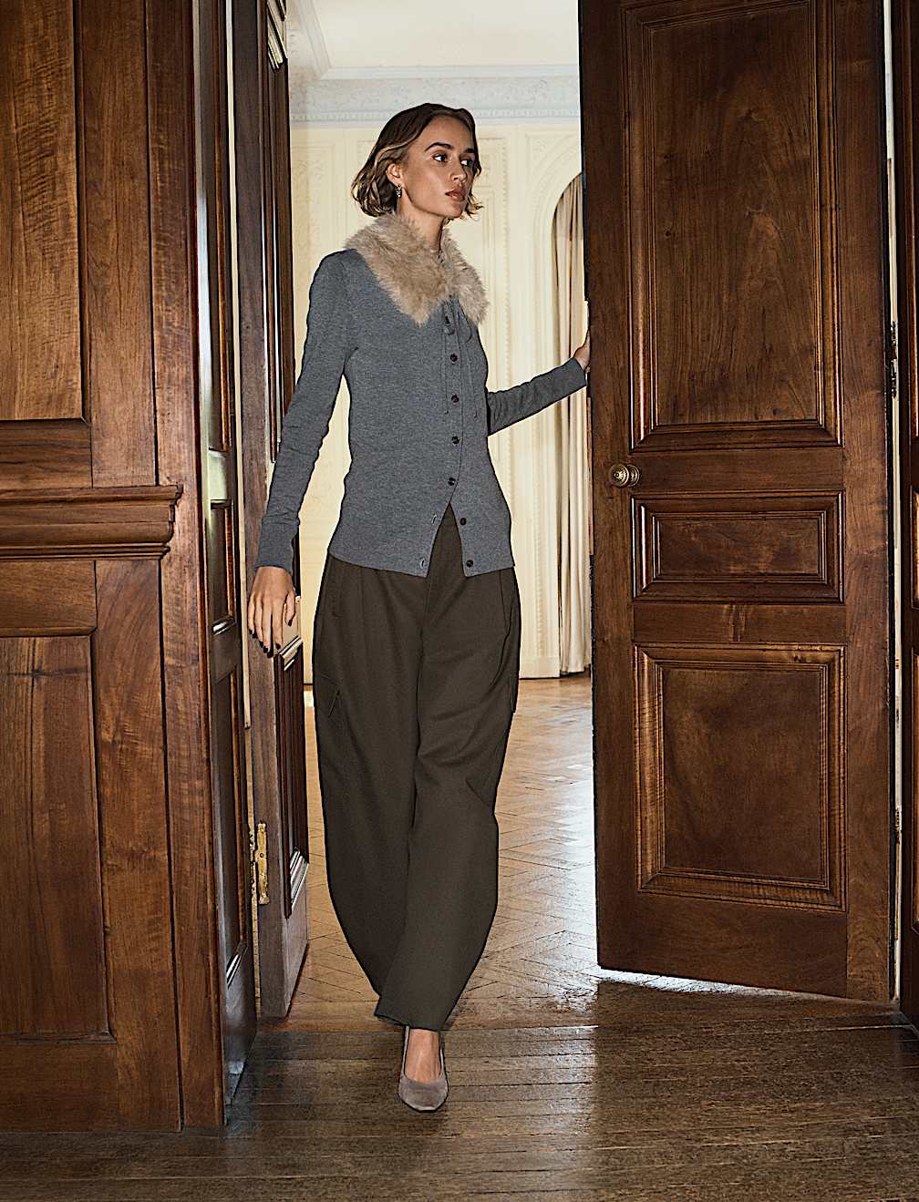 Pure Cotton Cargo Barrel Leg Trousers
