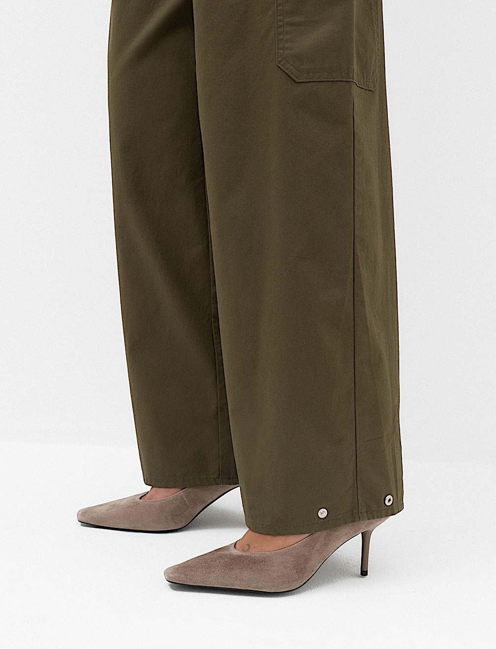 Pure Cotton Cargo Barrel Leg Trousers