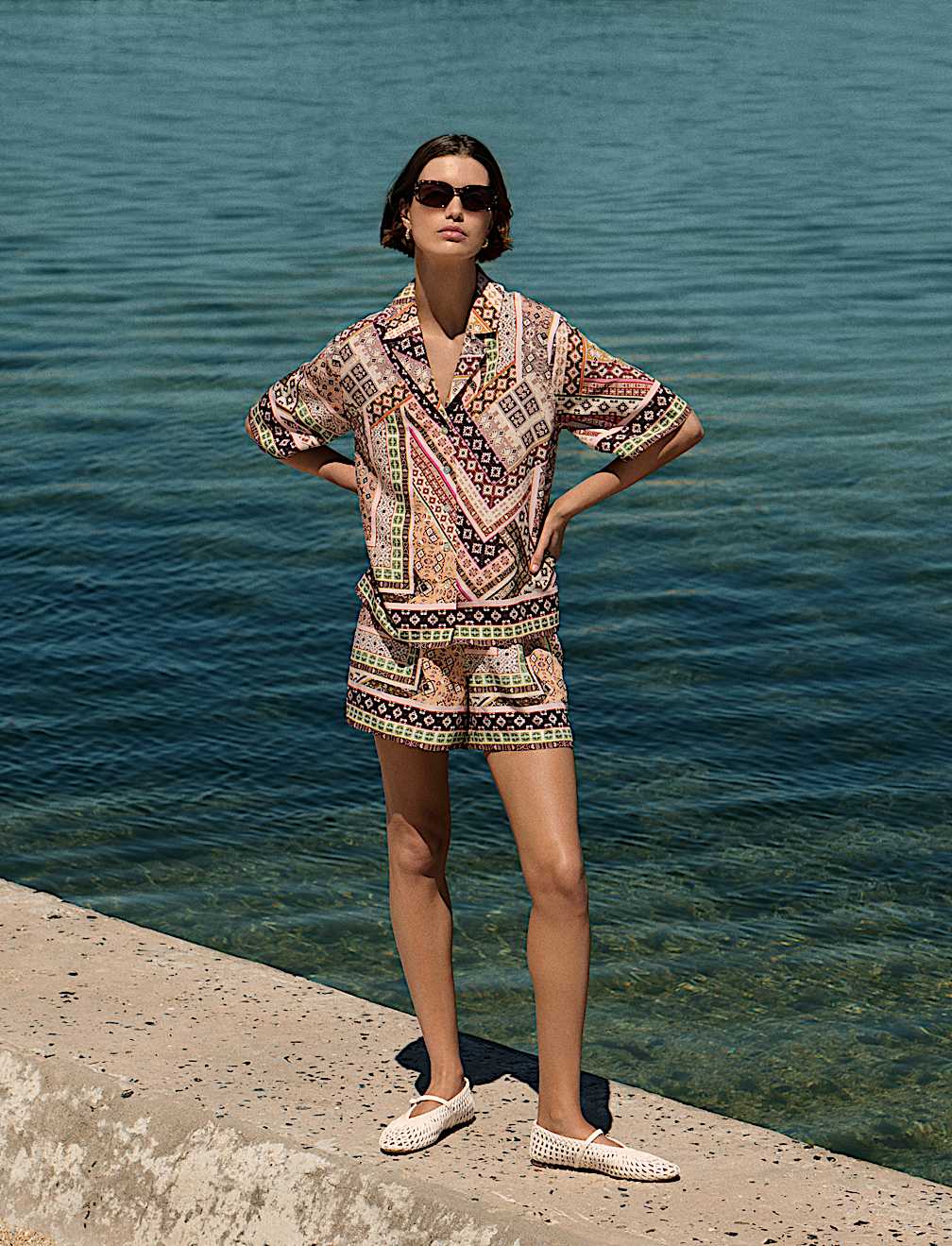 Printed High Waisted Shorts