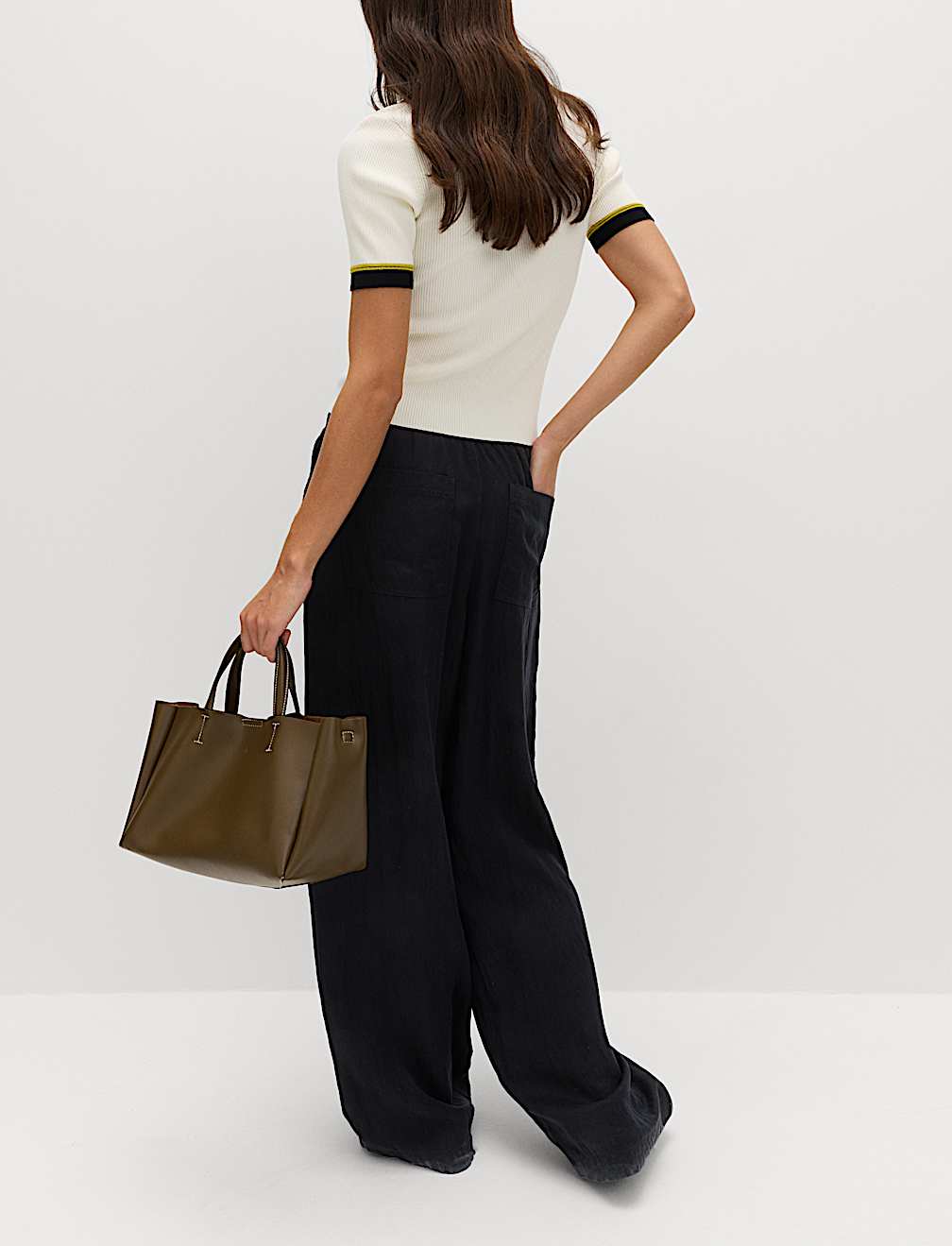 Lyocell Rich Drawstring Wide Leg Trousers