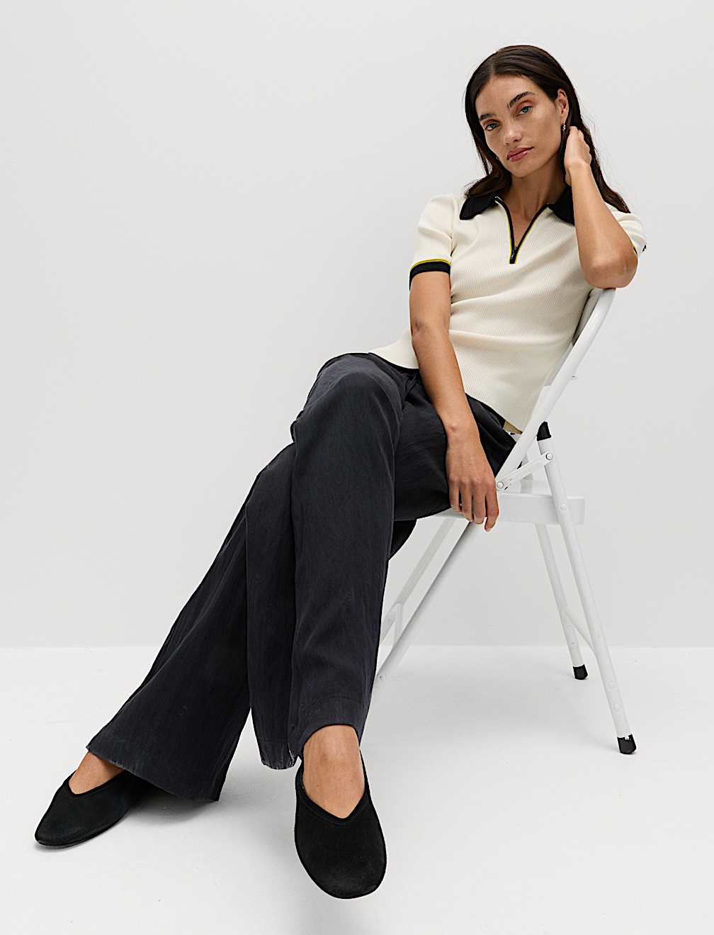 Lyocell Rich Drawstring Wide Leg Trousers