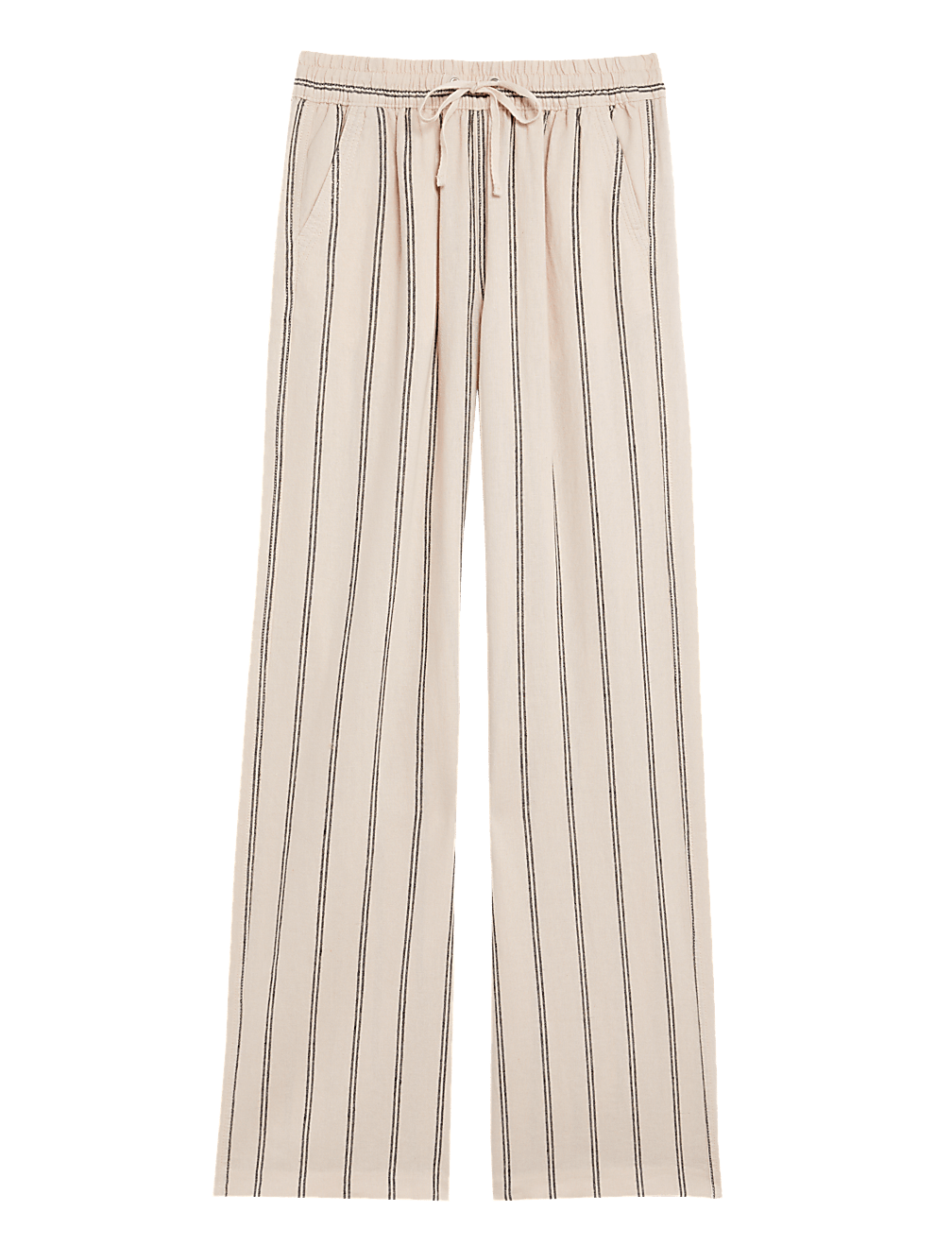 Linen Rich Striped Wide Leg Trousers