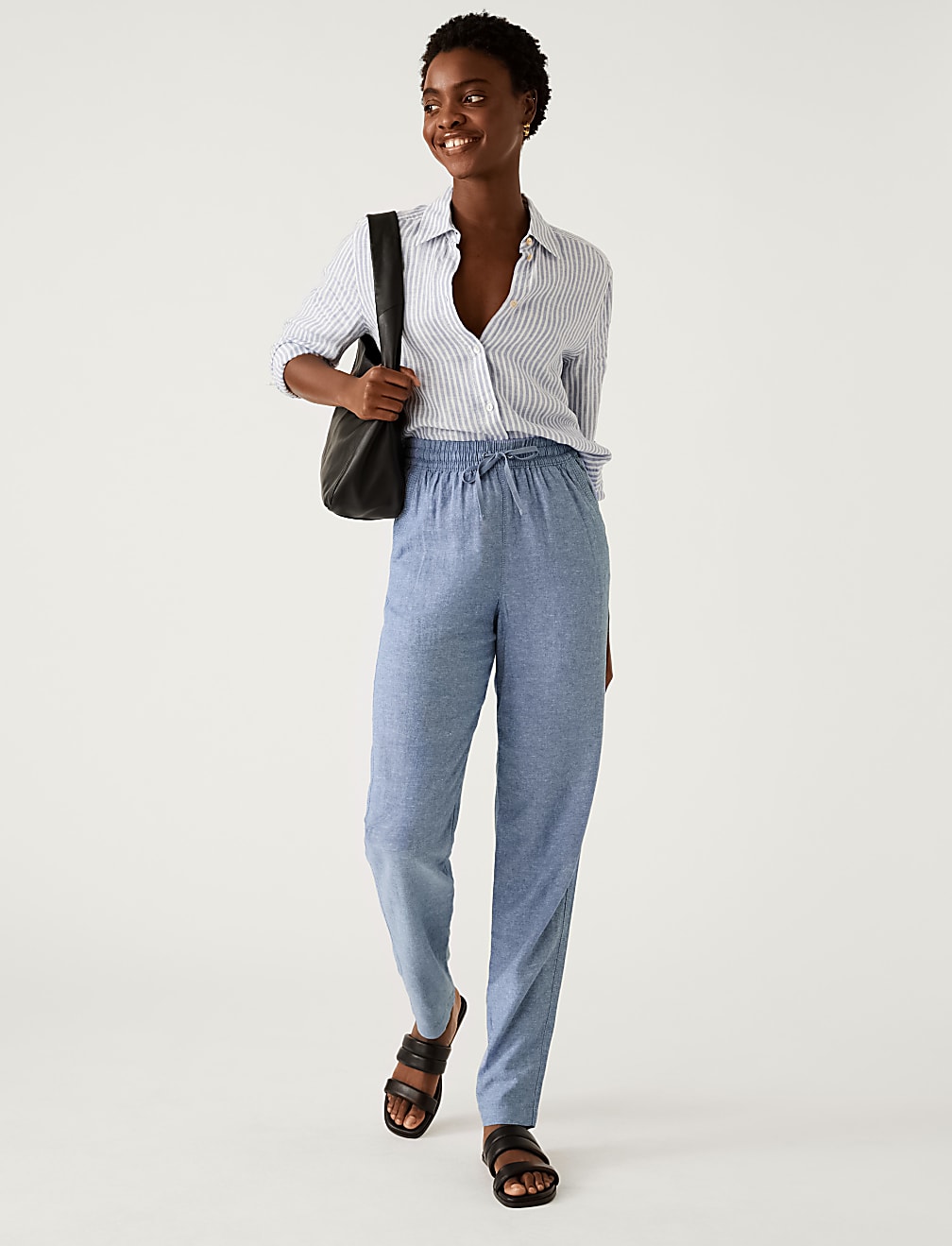 Linen Rich Tapered Trousers