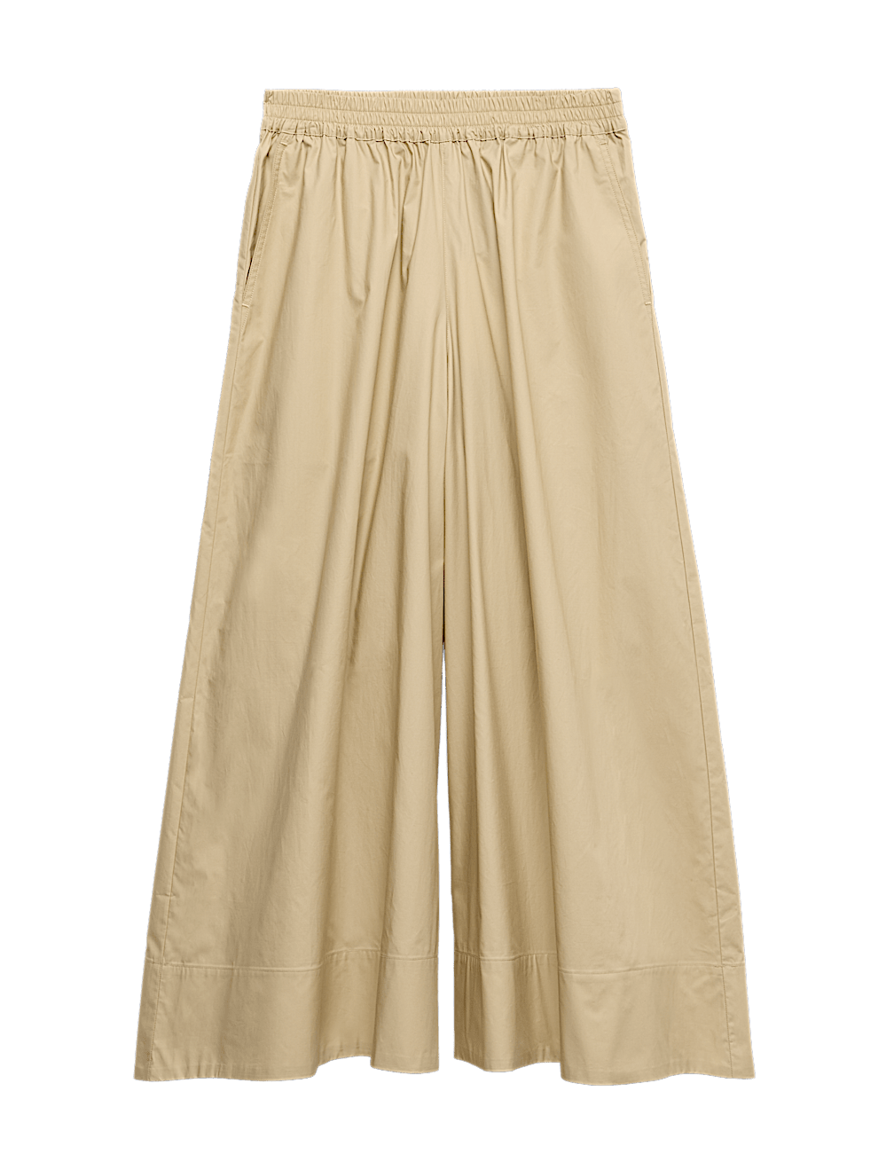 Pure Cotton Cropped Palazzo Trousers
