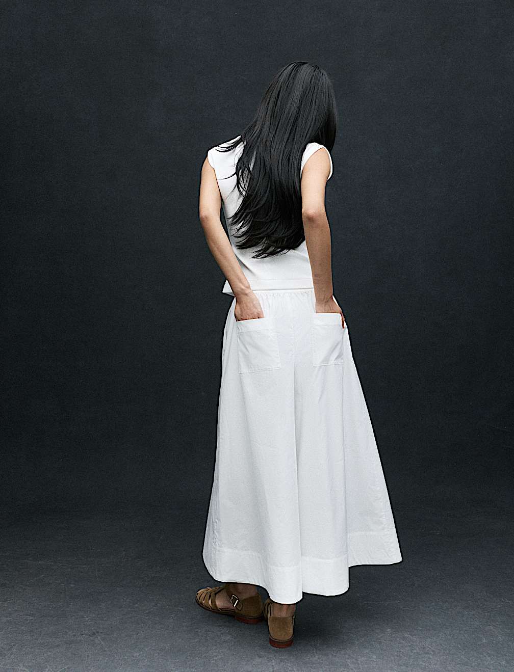 Pure Cotton Cropped Palazzo Trousers