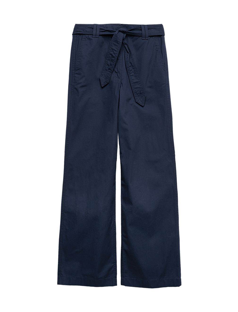 Pure Cotton Belted Straight Leg Trousers