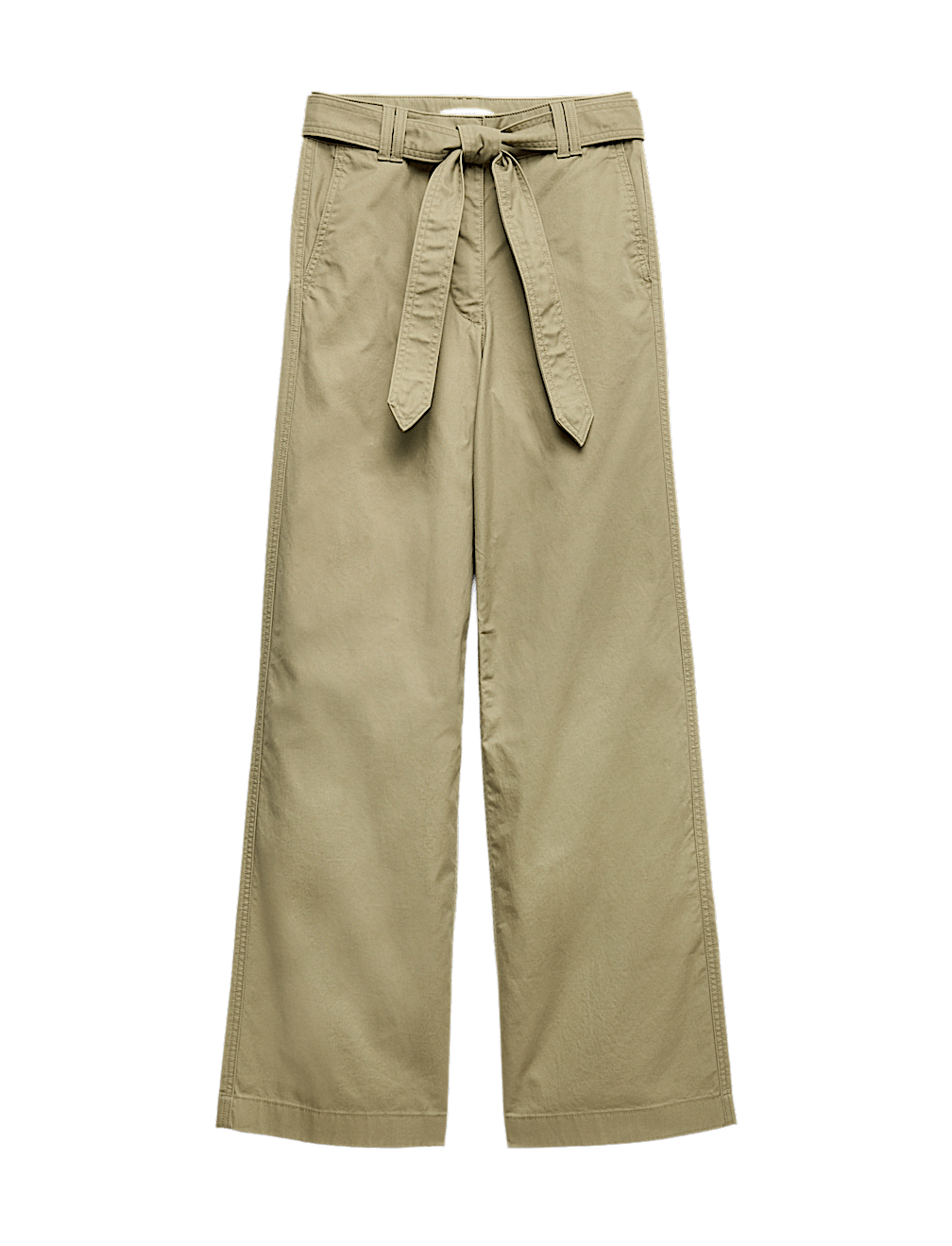 Pure Cotton Belted Straight Leg Trousers
