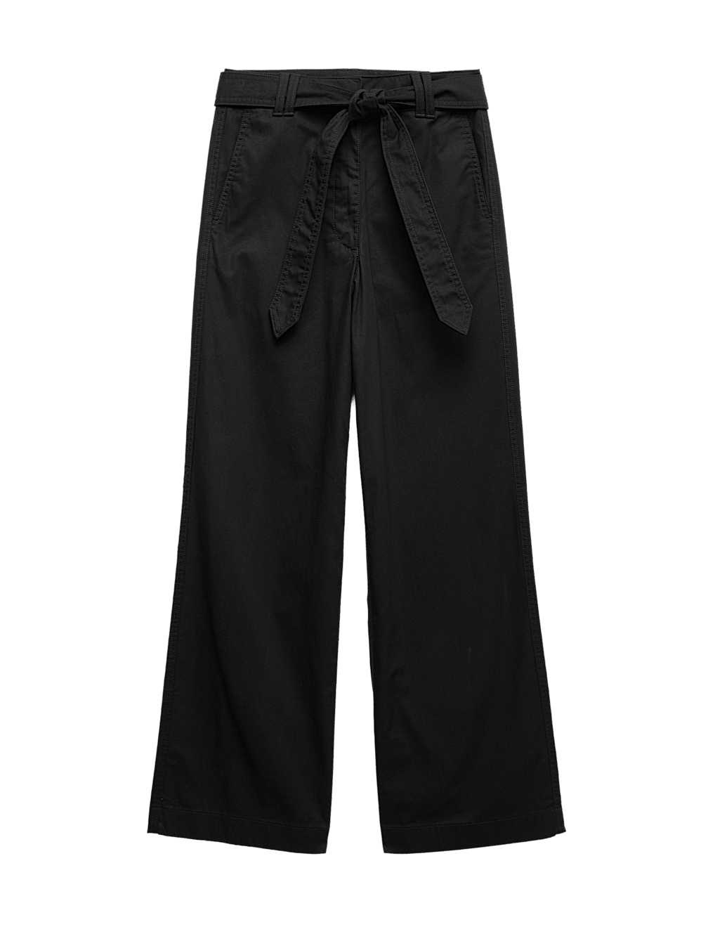 Pure Cotton Belted Straight Leg Trousers