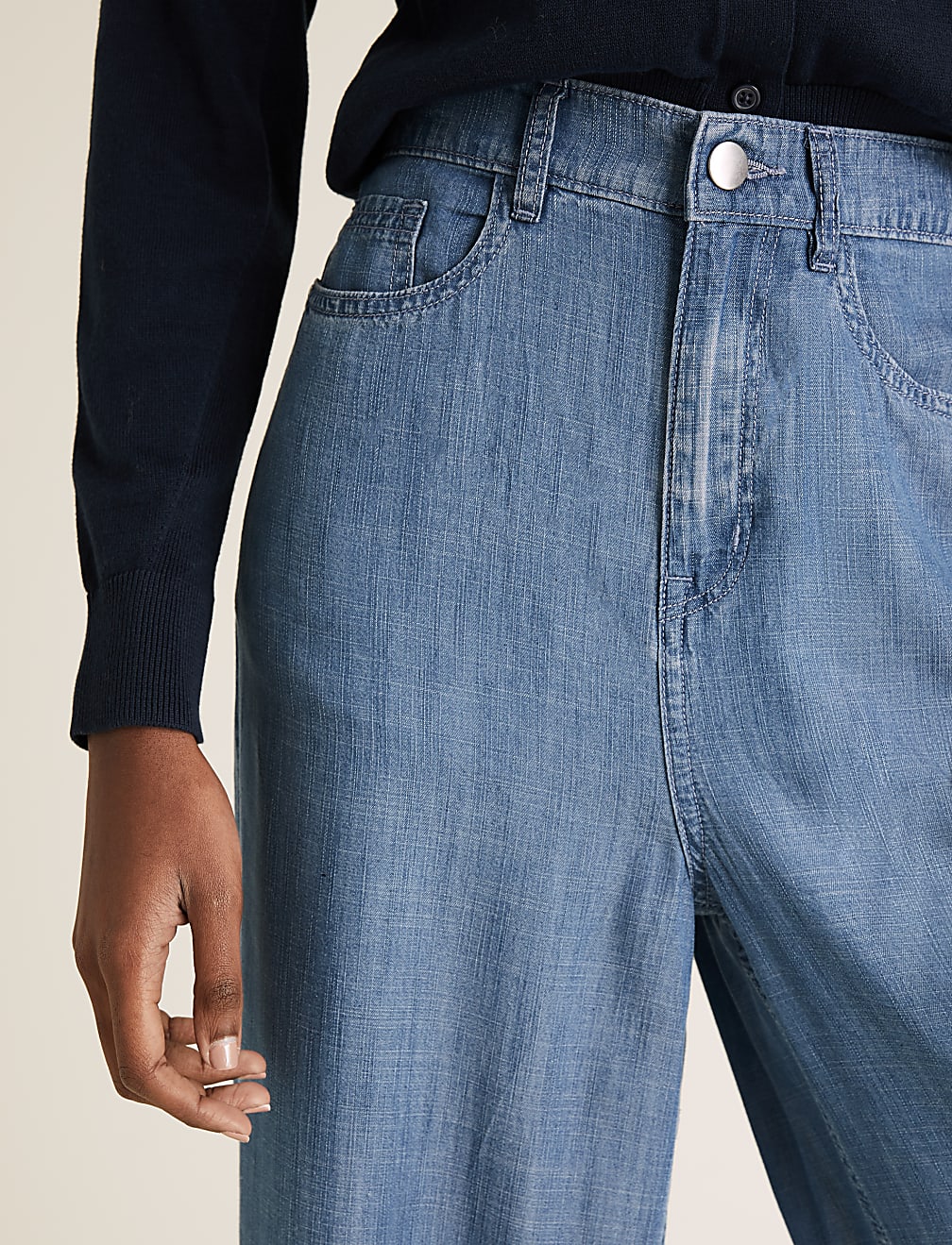 Tencel™ Denim High Waisted  Wide Leg Jean