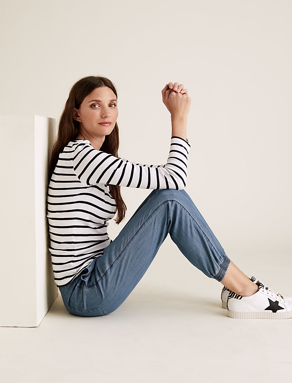 Tencel&trade; Denim High Waisted Tapered Jogger