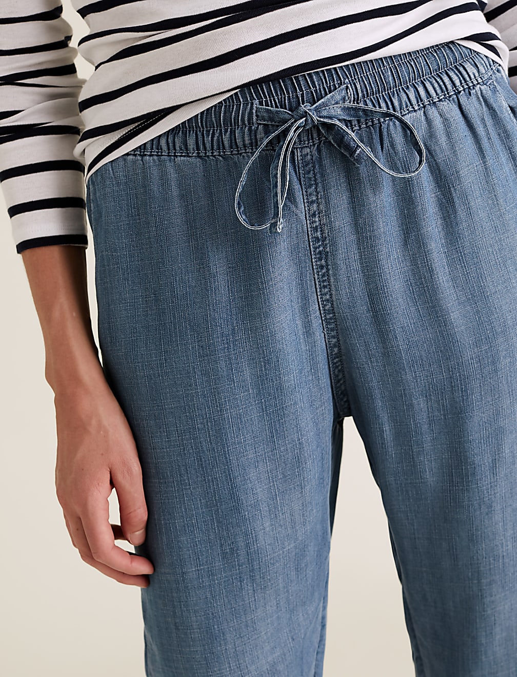 Tencel&trade; Denim High Waisted Tapered Jogger