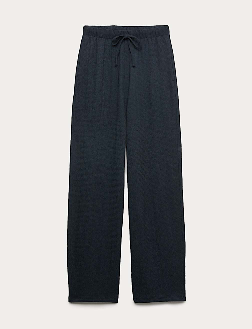 Textured Elasticated Waist Carrot Leg Trousers