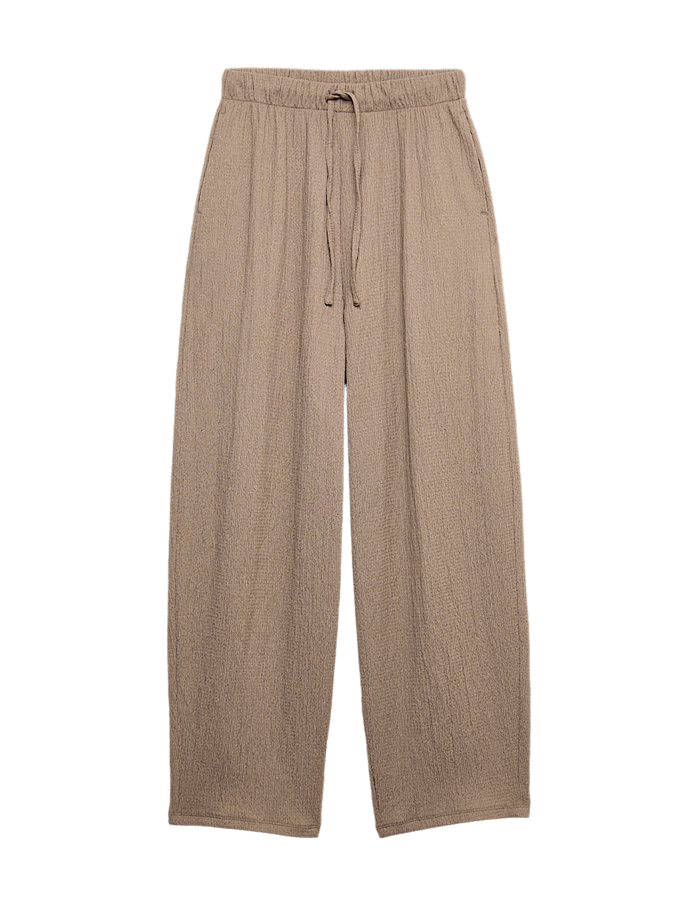 Textured Elasticated Waist Carrot Leg Trousers
