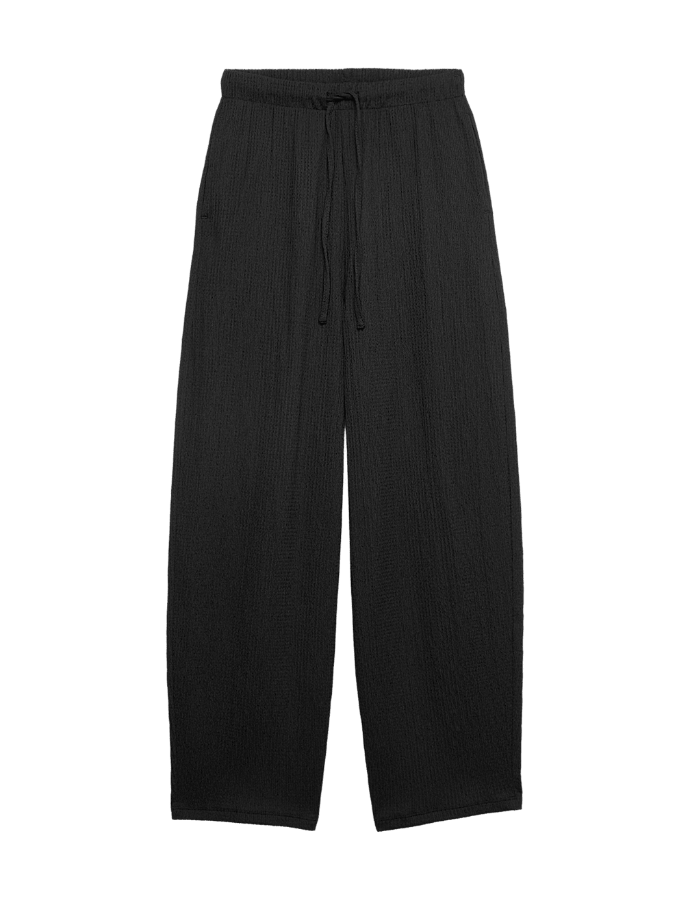 Textured Elasticated Waist Carrot Leg Trousers
