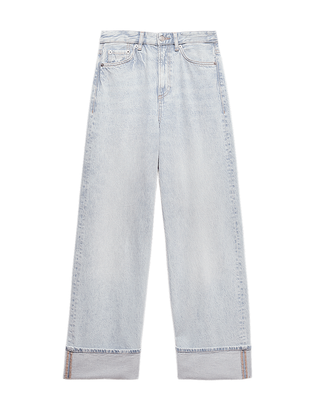 High Waisted Wide Leg Turn Up Jeans