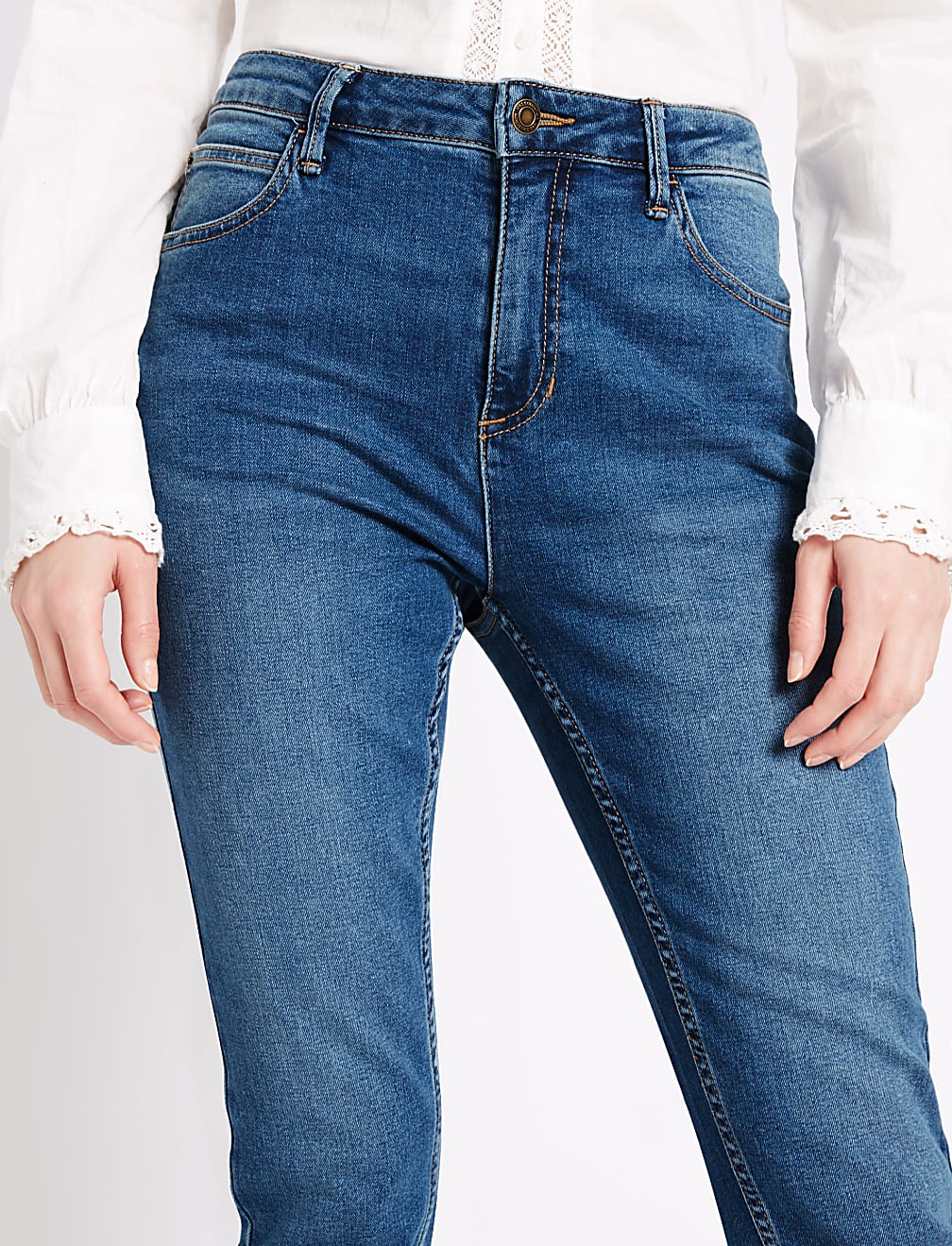 Mid Rise Cropped Super Skinny Leg Jeans