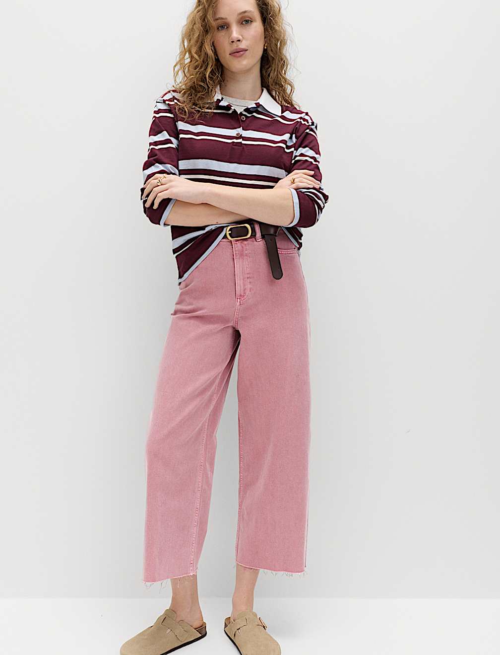 High Waisted Wide Leg Cropped Jeans