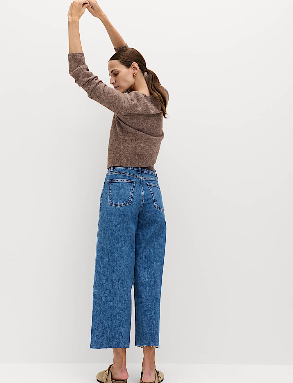 High Waisted Wide Leg Cropped Jeans