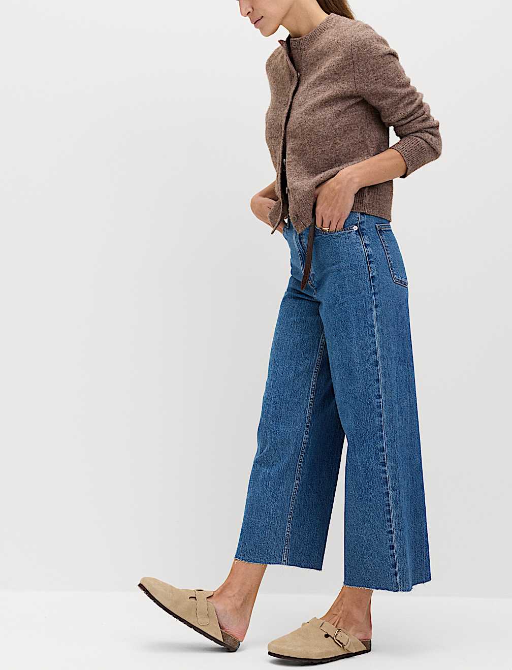 High Waisted Wide Leg Cropped Jeans