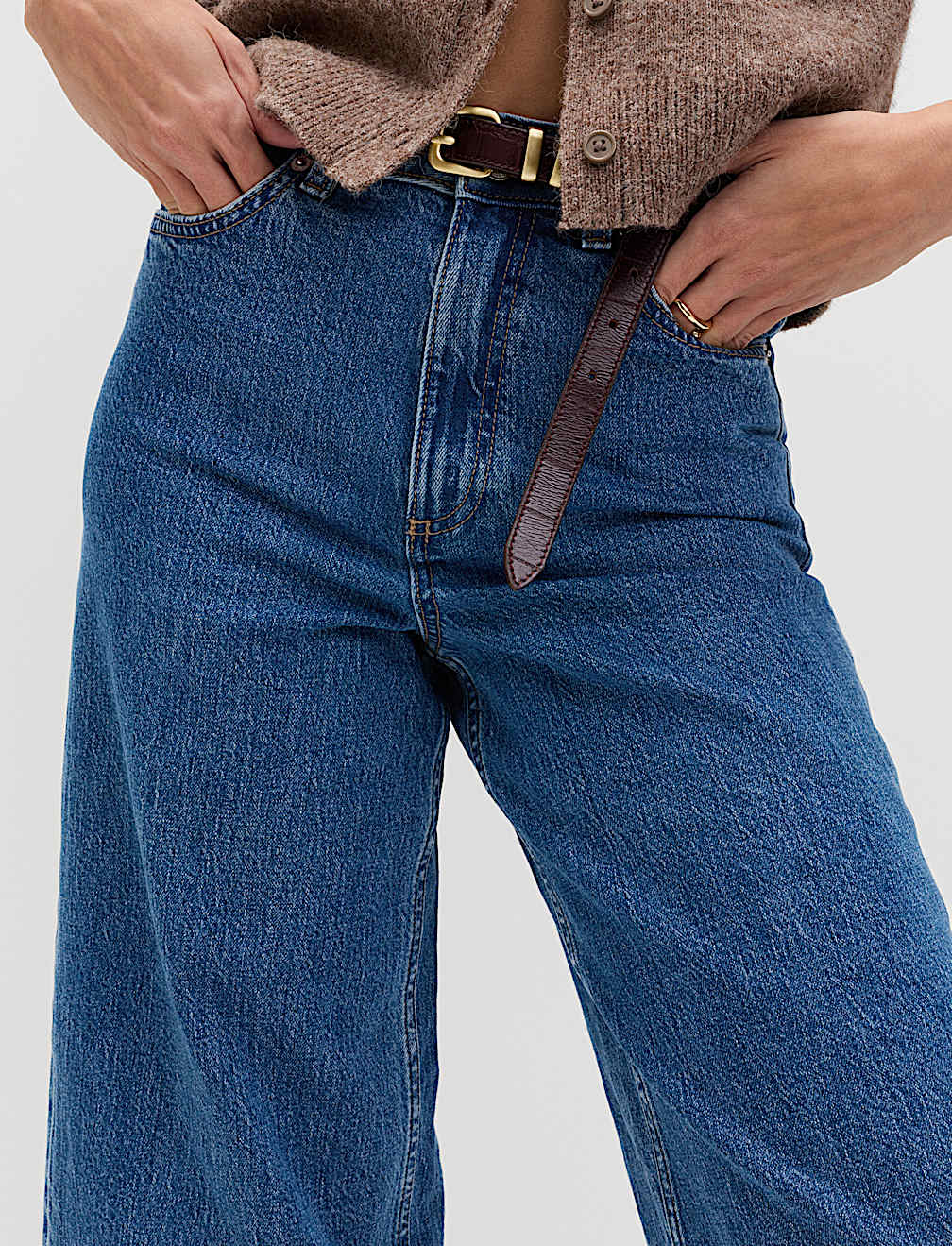 High Waisted Wide Leg Cropped Jeans