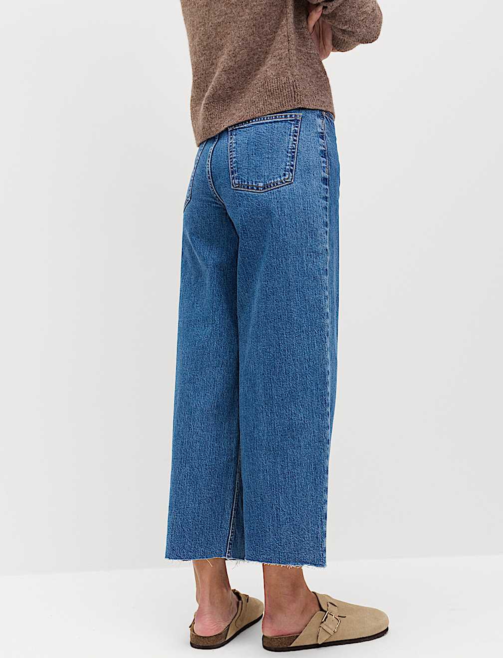 High Waisted Wide Leg Cropped Jeans