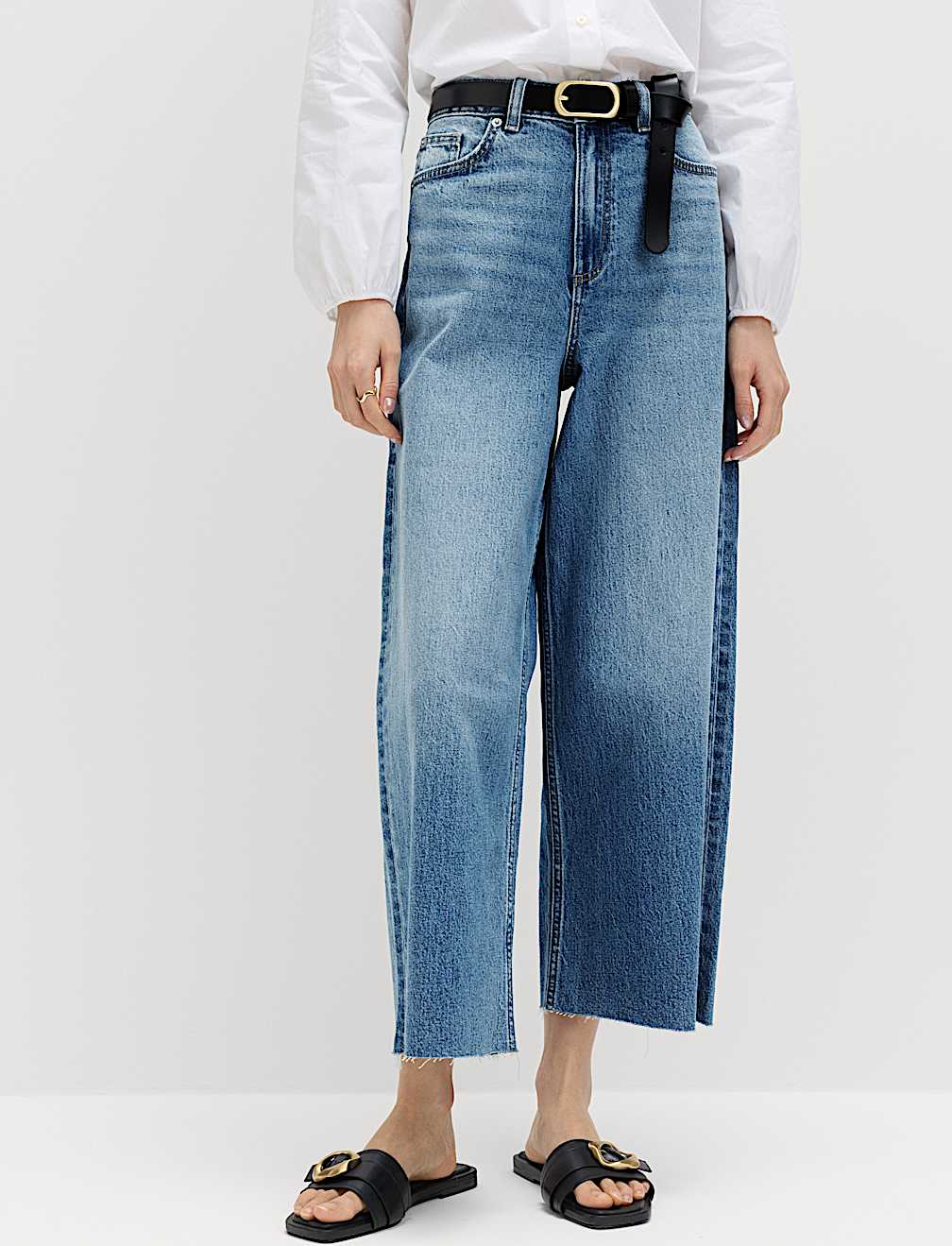 High Waisted Wide Leg Cropped Jeans