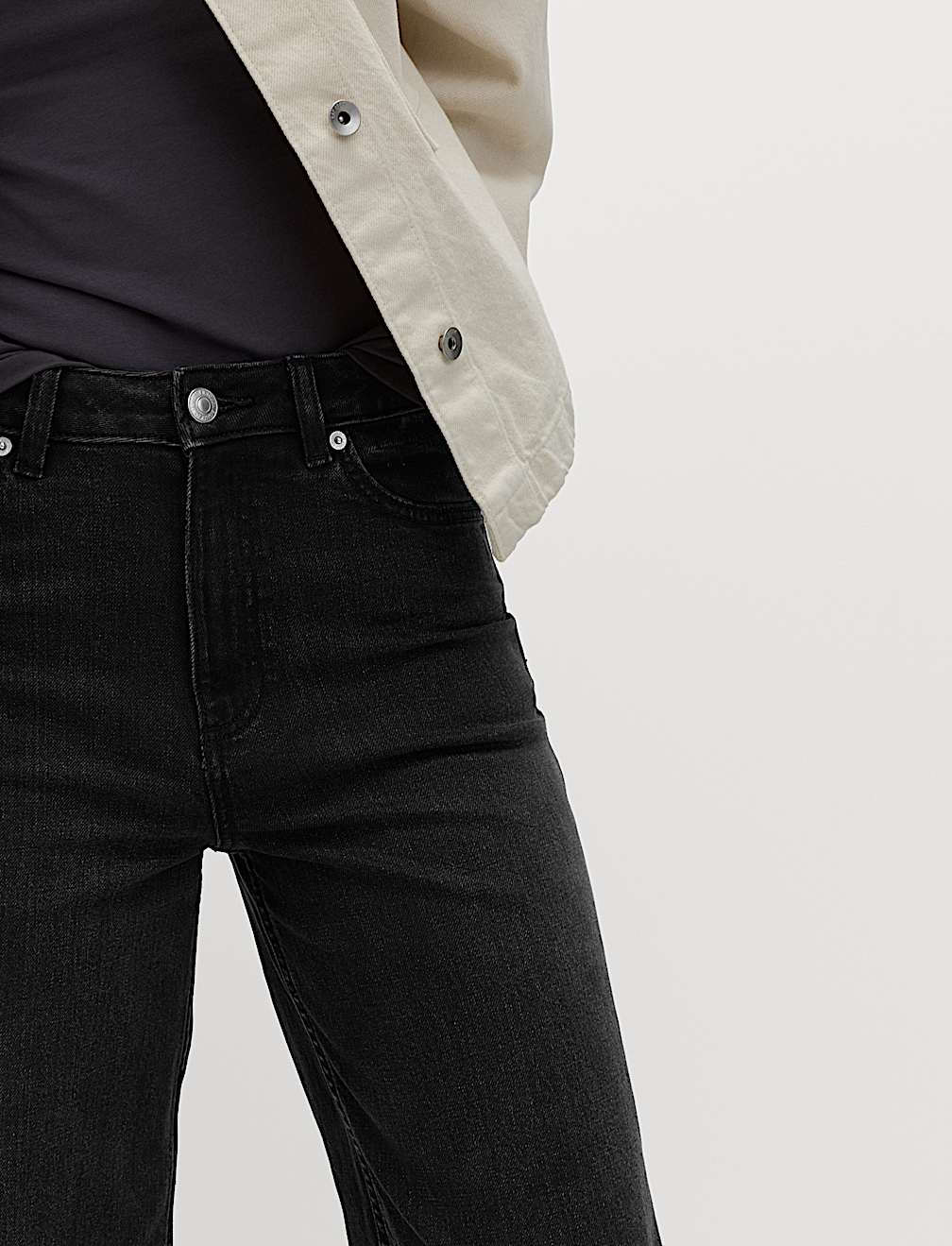 High Waisted Wide Leg Cropped Jeans