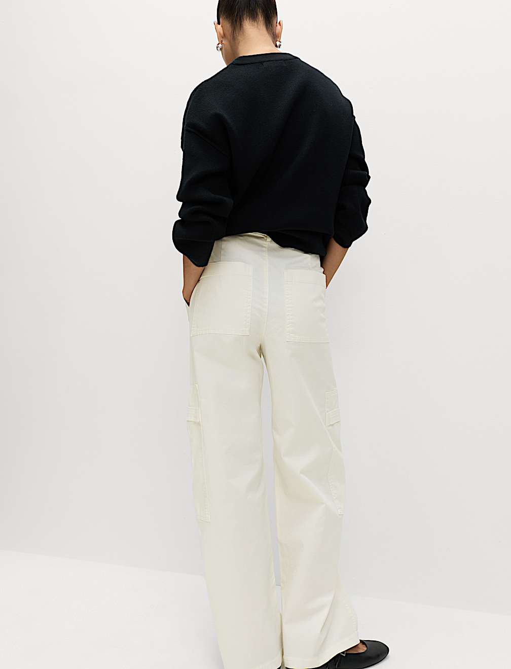 Cotton Rich Cargo Wide Leg Trousers