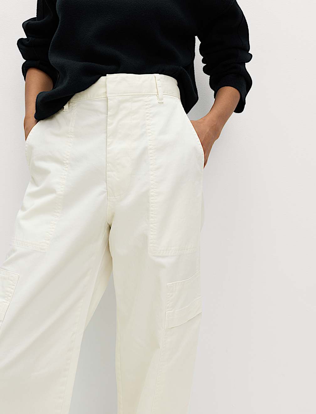 Cotton Rich Cargo Wide Leg Trousers