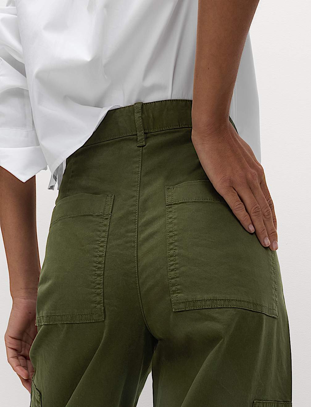 Cotton Rich Cargo Wide Leg Trousers
