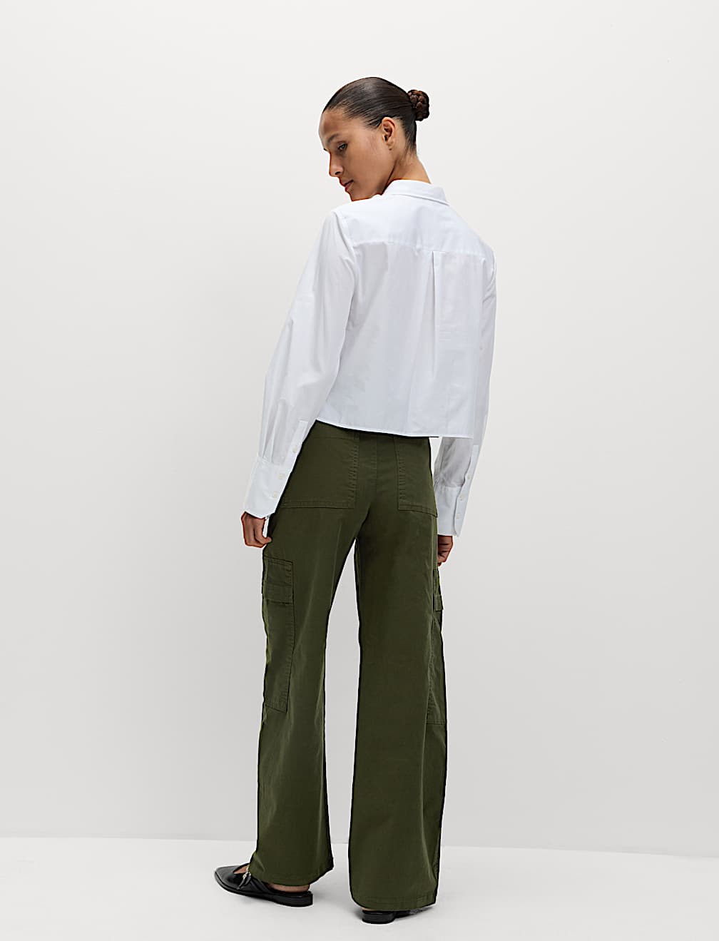 Cotton Rich Cargo Wide Leg Trousers