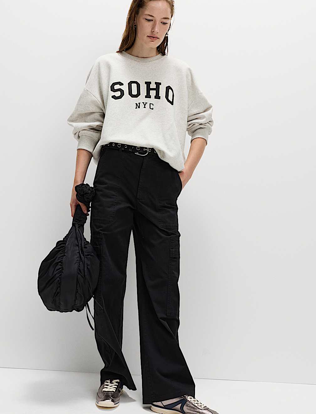 Cotton Rich Cargo Wide Leg Trousers