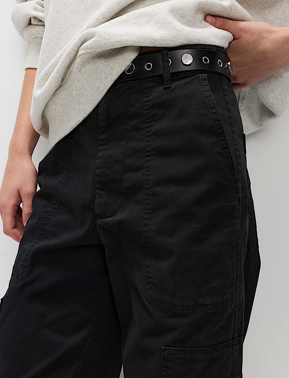 Cotton Rich Cargo Wide Leg Trousers