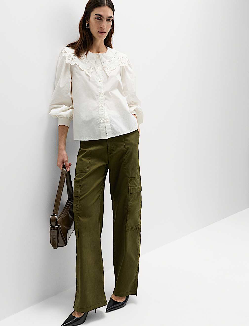 Lyocell Rich Cargo Wide Leg Trousers