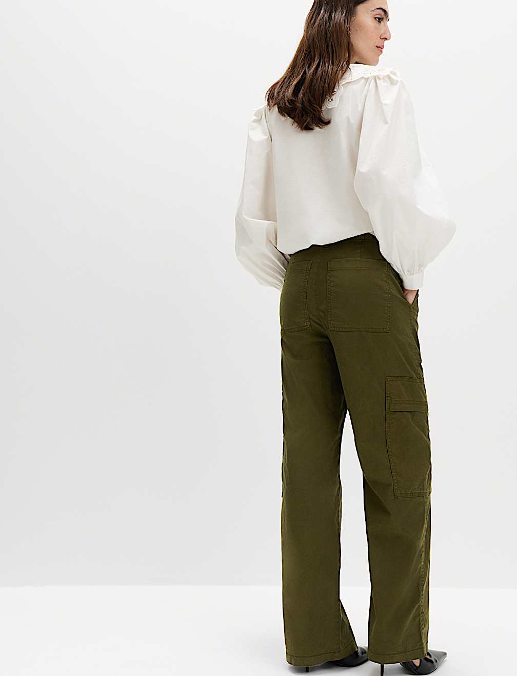 Lyocell Rich Cargo Wide Leg Trousers