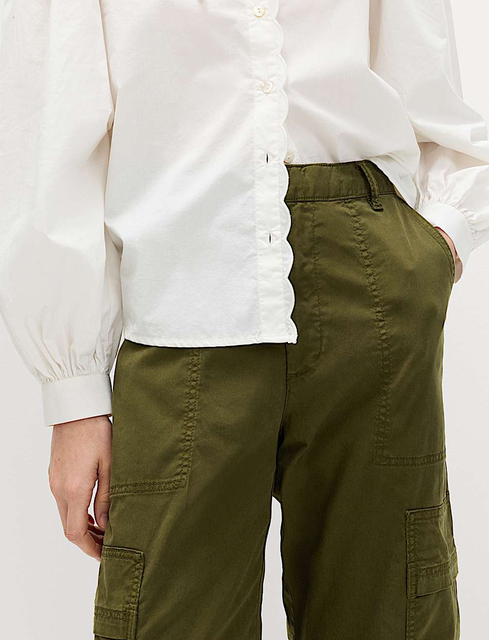 Lyocell Rich Cargo Wide Leg Trousers