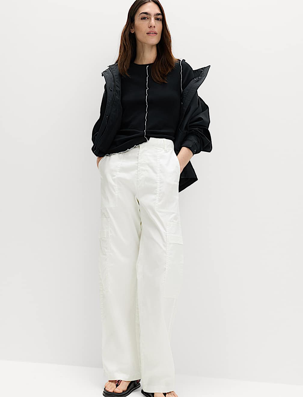 Lyocell Rich Cargo Wide Leg Trousers
