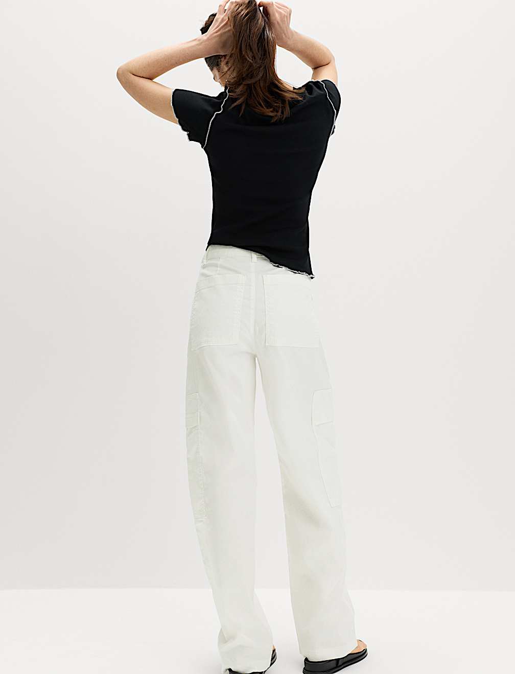 Lyocell Rich Cargo Wide Leg Trousers
