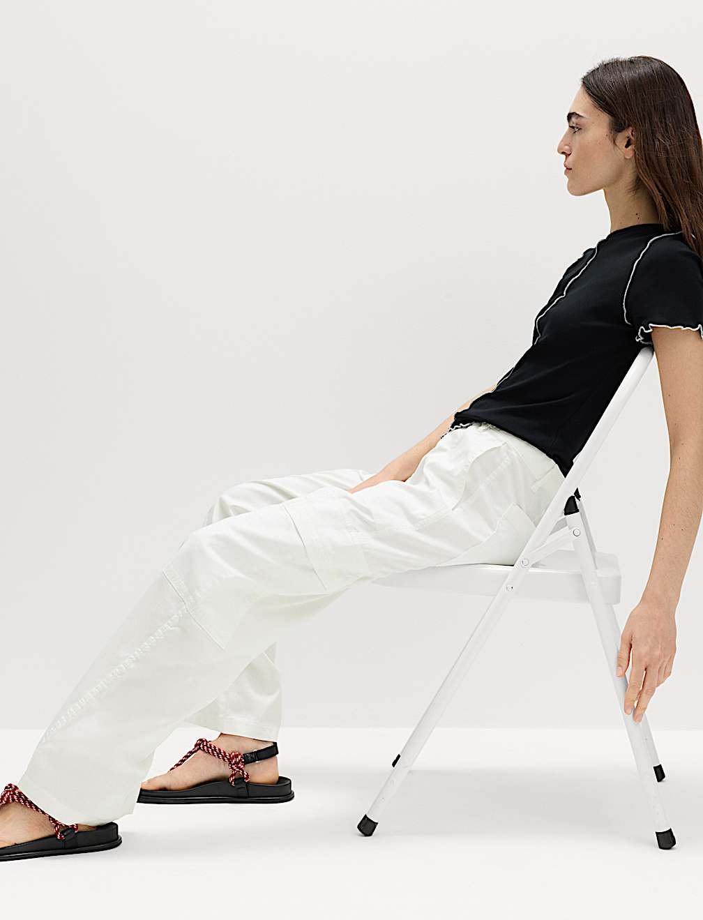 Lyocell Rich Cargo Wide Leg Trousers