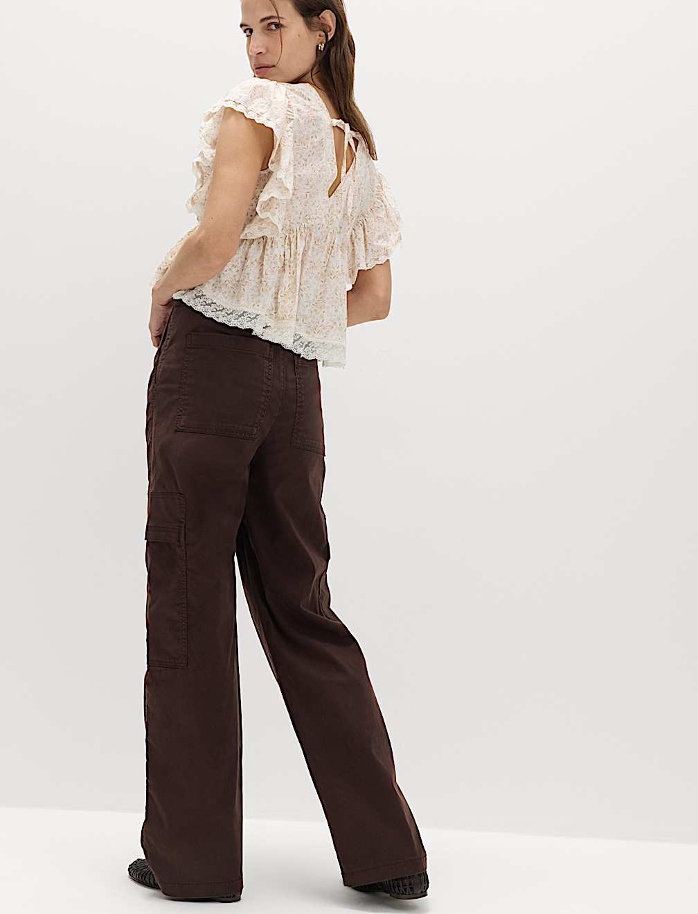 Lyocell Rich Cargo Wide Leg Trousers