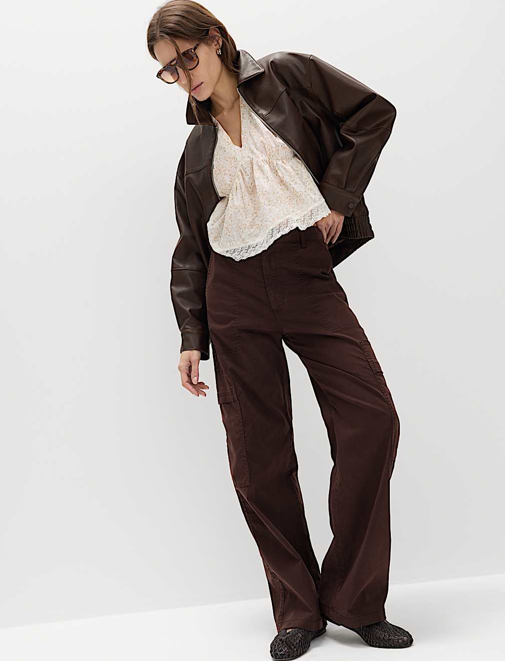 Lyocell Rich Cargo Wide Leg Trousers