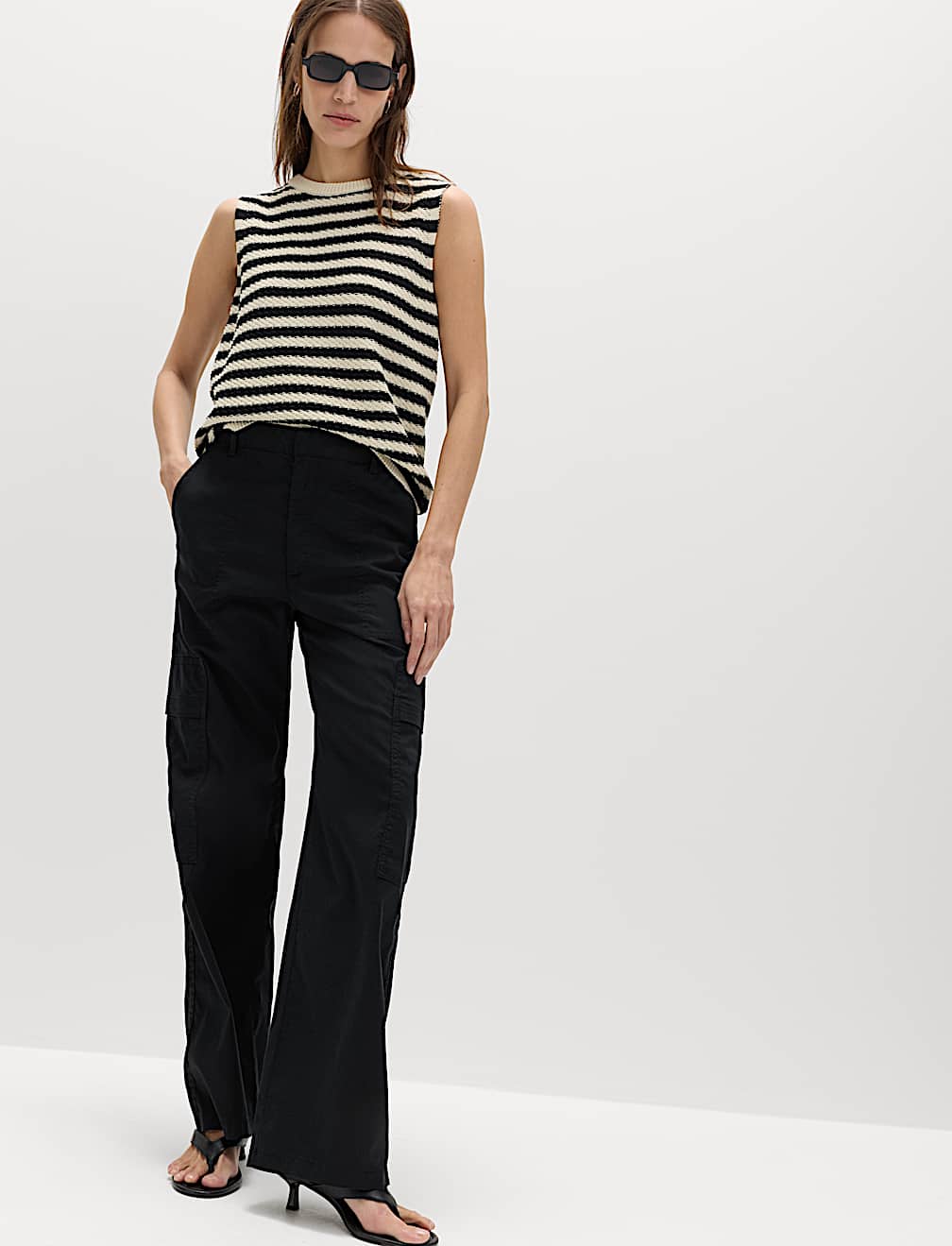 Lyocell Rich Cargo Wide Leg Trousers