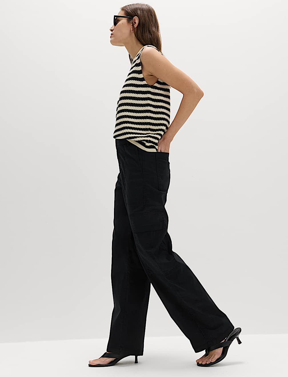Lyocell Rich Cargo Wide Leg Trousers