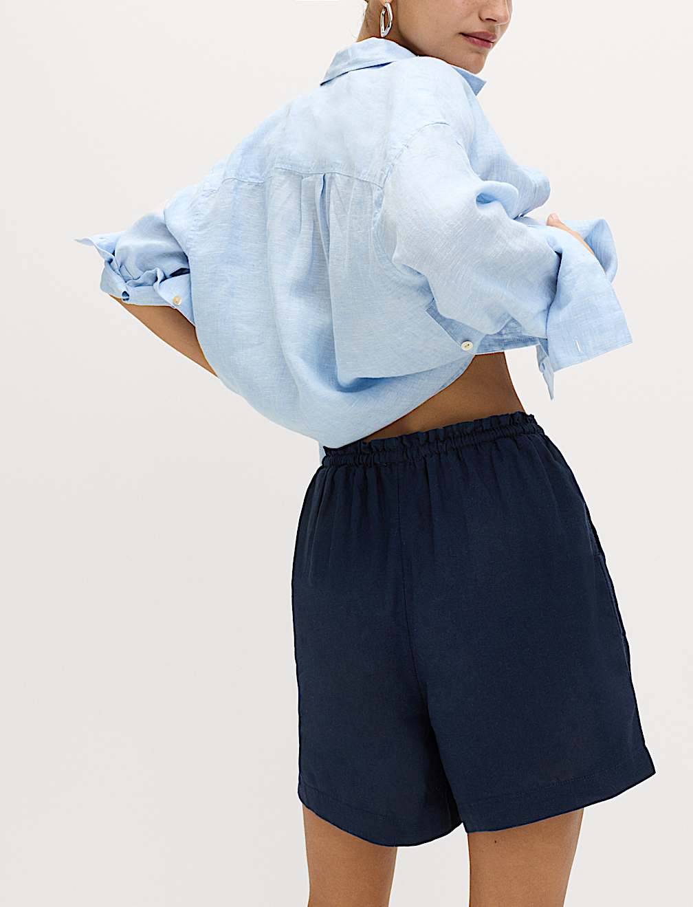 Linen Rich High Waisted Shorts