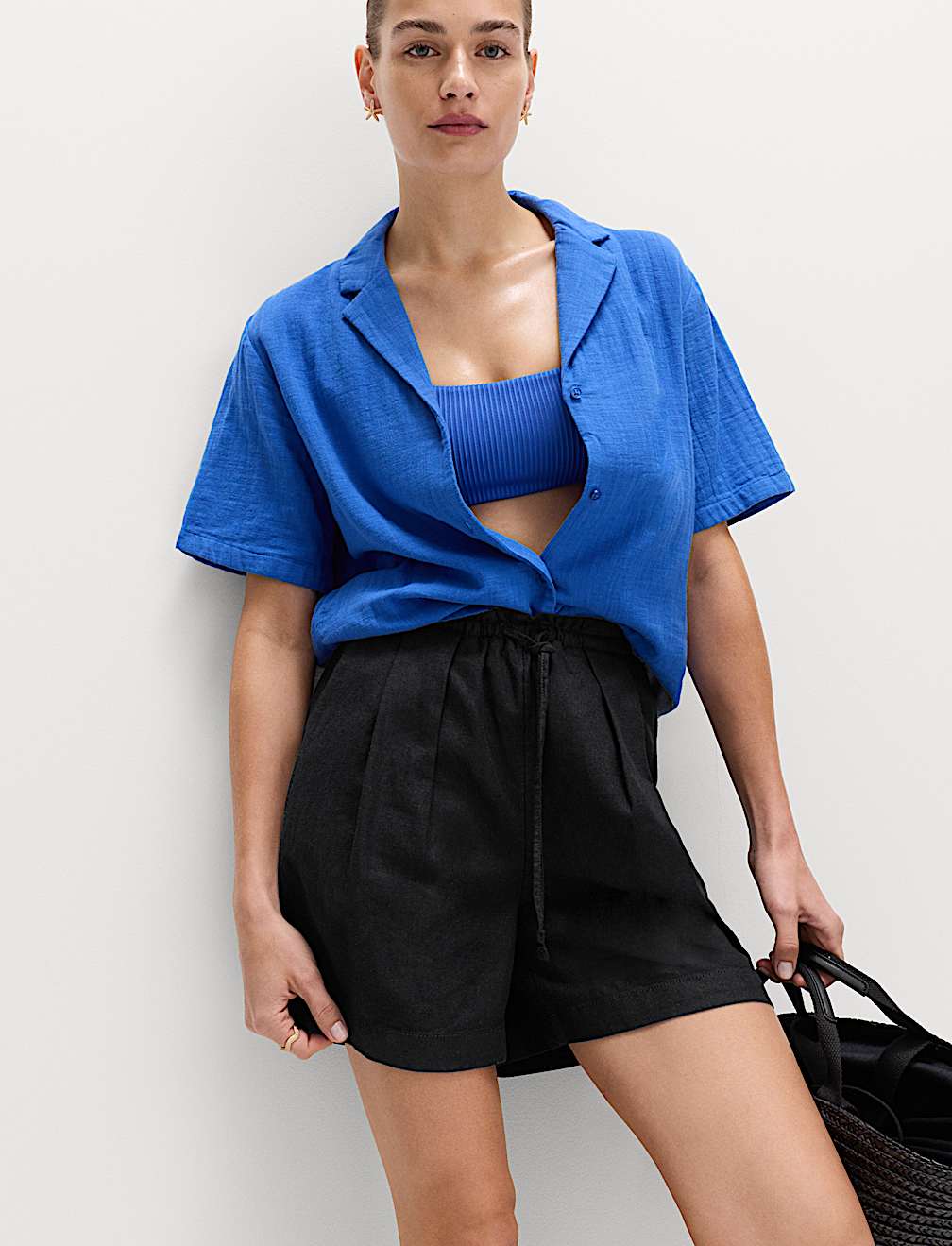 Linen Rich High Waisted Shorts