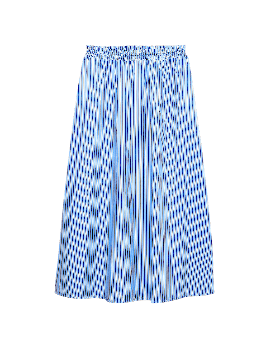Pure Cotton Poplin Striped Pleated Midi Skirt