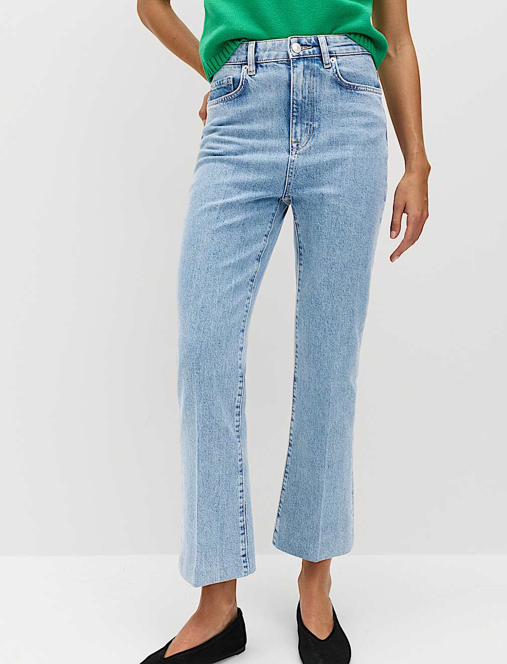 High Waisted Kickflare Cropped Jeans