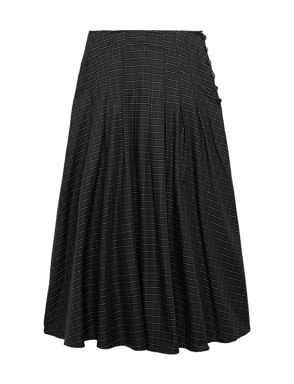 Cotton Rich Checked Button Detail Maxi Skirt