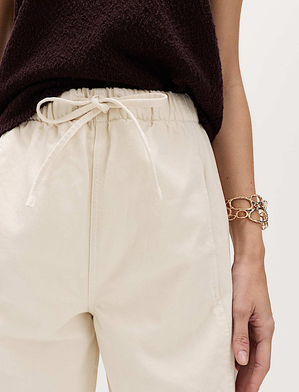 Pull On High Waisted Barrel Leg Jeans